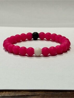 Lokai Pink Beaded Bracelet with White and Black Beads